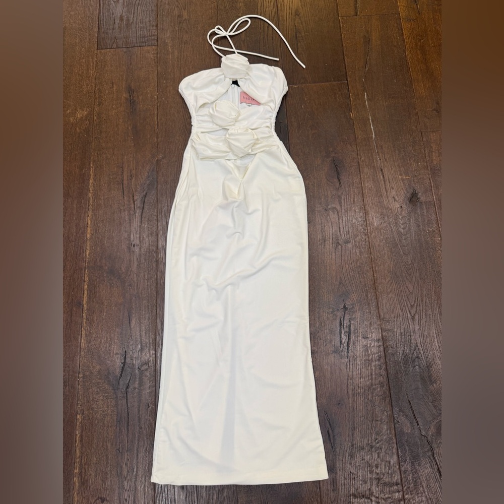White Strapless Embellished Bridal Gown